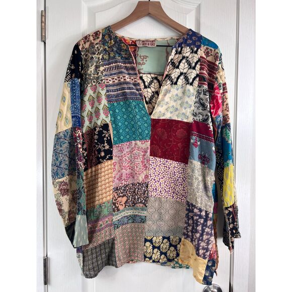 Gypsy Made From The Earth Women's Boho Patchwork Long Sleeve Top Size M - Picture 1 of 11